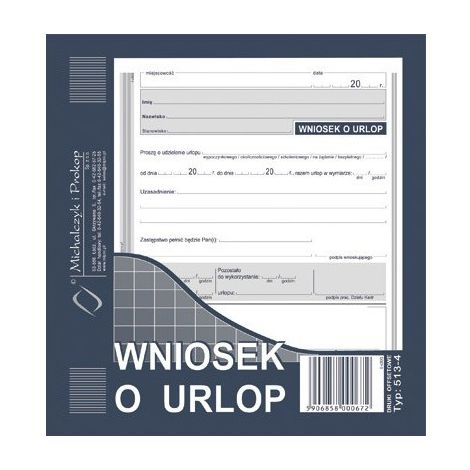 Druk MiP Wniosek o Urlop 2/3 A5/40
